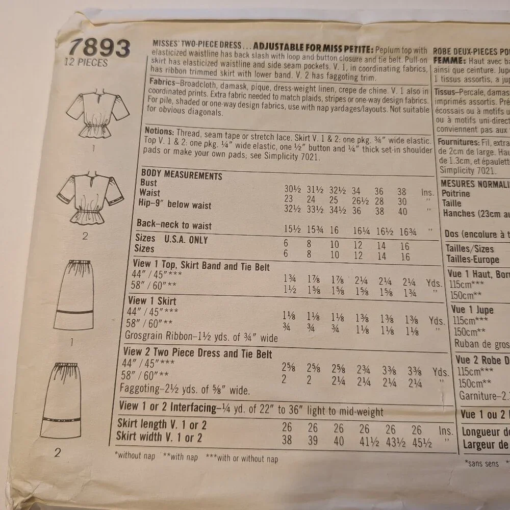Simplicity 7893 top